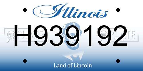 H939192 Illinois License Plate