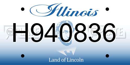 H940836 Illinois License Plate
