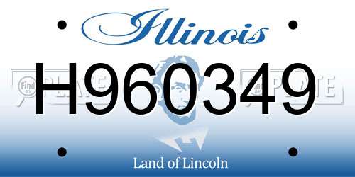 H960349 Illinois License Plate