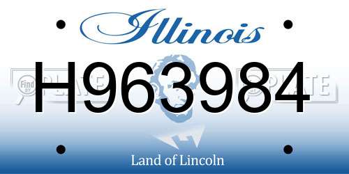 H963984 Illinois License Plate