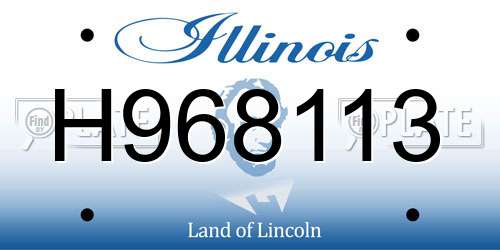 H968113 Illinois License Plate