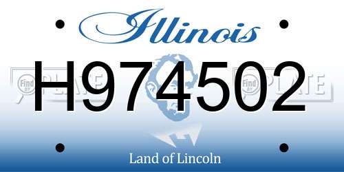 H974502 Illinois License Plate