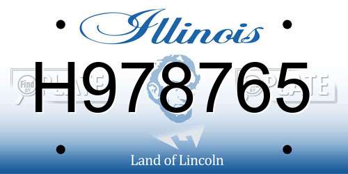 H978765 Illinois License Plate