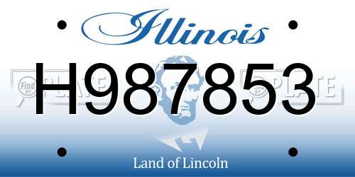 H987853 Illinois License Plate