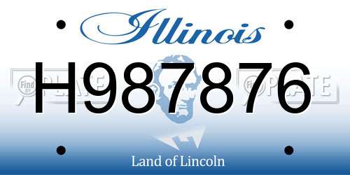 H987876 Illinois License Plate