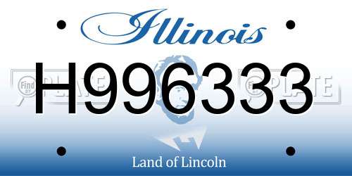 H996333 Illinois License Plate