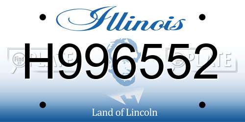 H996552 Illinois License Plate