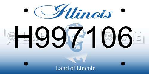 H997106 Illinois License Plate