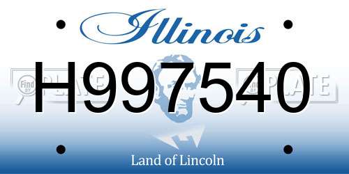 H997540 Illinois License Plate