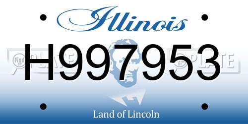 H997953 Illinois License Plate