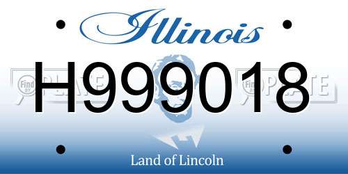 H999018 Illinois License Plate