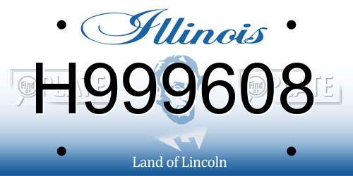 H999608 Illinois License Plate