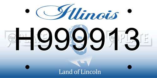 H999913 Illinois License Plate