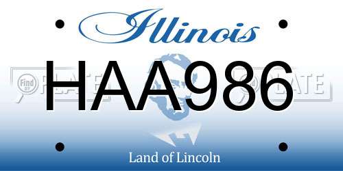HAA986 Illinois License Plate