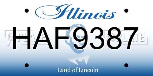 HAF9387 Illinois License Plate