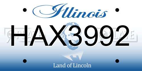 HAX3992 Illinois License Plate
