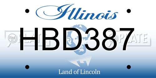 HBD387 Illinois License Plate