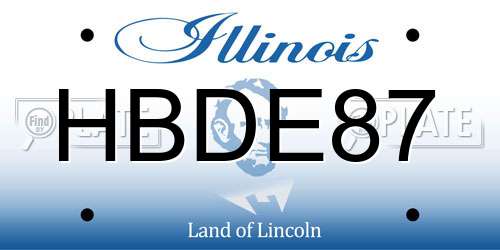 HBDE87 Illinois License Plate