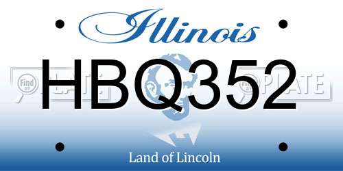 HBQ352 Illinois License Plate