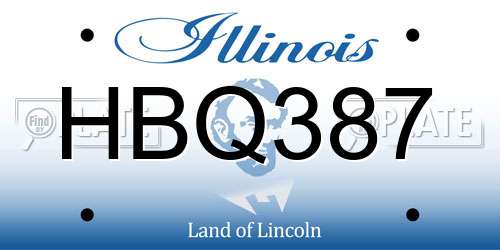HBQ387 Illinois License Plate