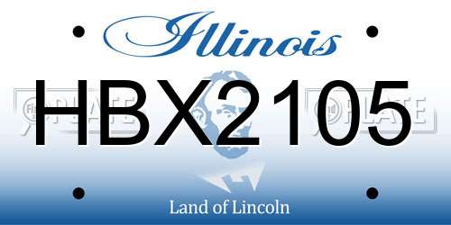 HBX2105 Illinois License Plate