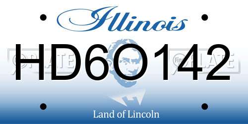 HD6O142 Illinois License Plate