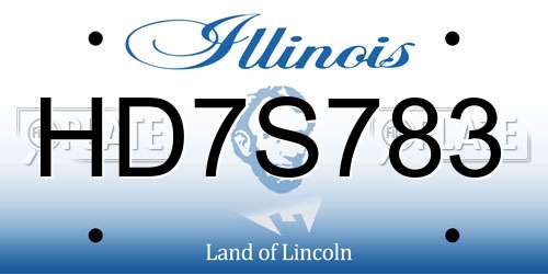 HD7S783 Illinois License Plate