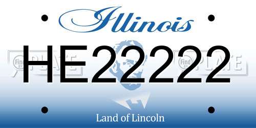 HE22222 Illinois License Plate