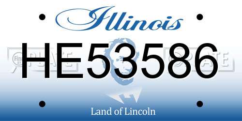 HE53586 Illinois License Plate