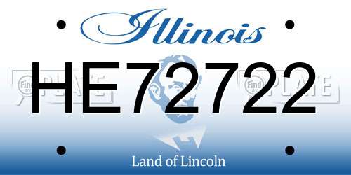 HE72722 Illinois License Plate
