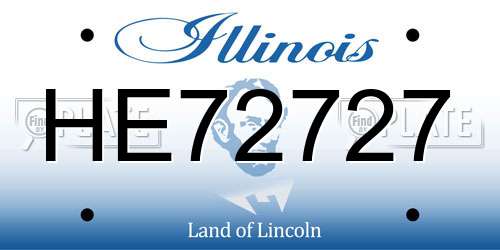 HE72727 Illinois License Plate