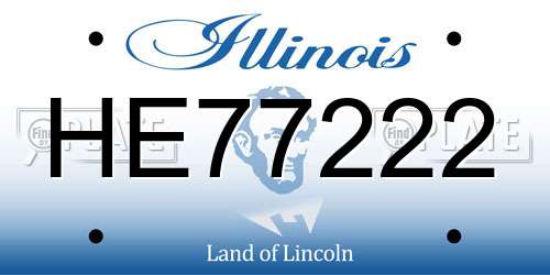 HE77222 Illinois License Plate