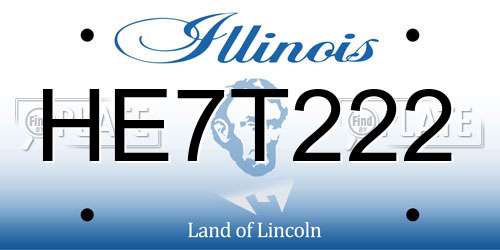 HE7T222 Illinois License Plate