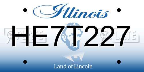 HE7T227 Illinois License Plate