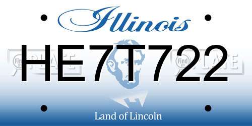 HE7T722 Illinois License Plate