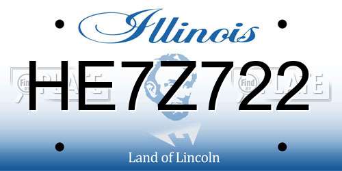 HE7Z722 Illinois License Plate