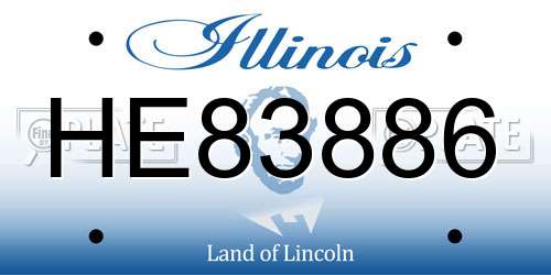 HE83886 Illinois License Plate