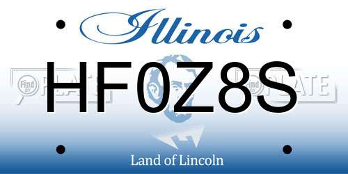 HF0Z8S Illinois License Plate