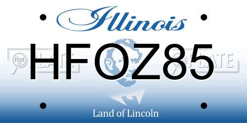 HFOZ85 Illinois License Plate
