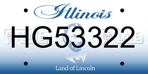 HG53322 Illinois License Plate