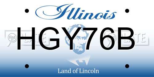 HGY76B Illinois License Plate