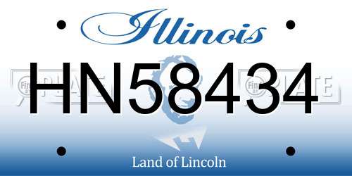 HN58434 Illinois License Plate