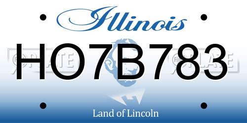 HO7B783 Illinois License Plate