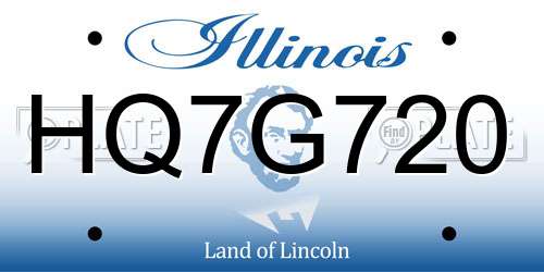 HQ7G720 Illinois License Plate