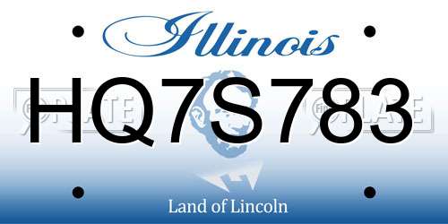 HQ7S783 Illinois License Plate