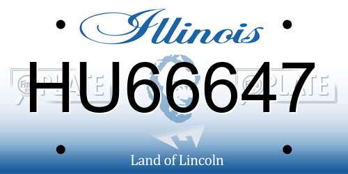 HU66647 Illinois License Plate