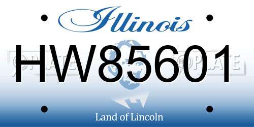 HW85601 Illinois License Plate
