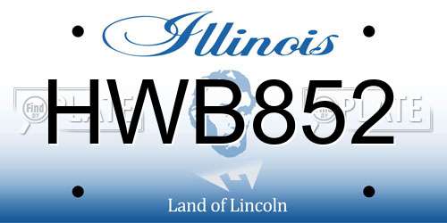 HWB852 Illinois License Plate