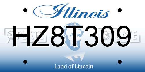 HZ8T309 Illinois License Plate