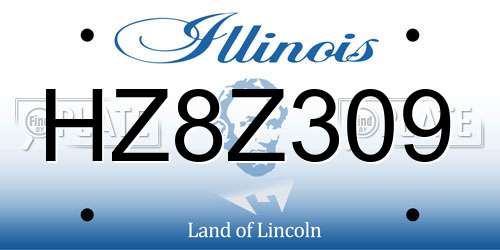HZ8Z309 Illinois License Plate